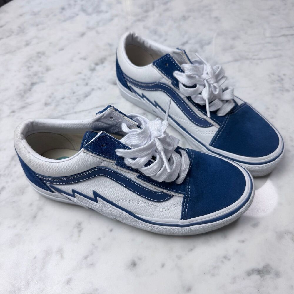 VANS Old Skool Bolt Two Tone Low Top Blue/White Unisex Sneakers  Size M6 W7.5